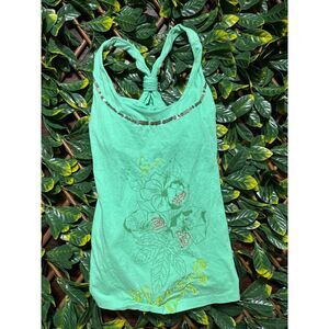Y2K Guess Jeans Green Open Back Tank Top Size Small